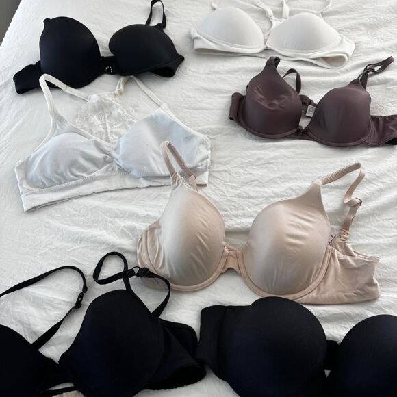 BUNDLE Assortment Black Nude Set White A/B 34/36 Women's Push Up Everyday BraLot - Picture 1 of 5